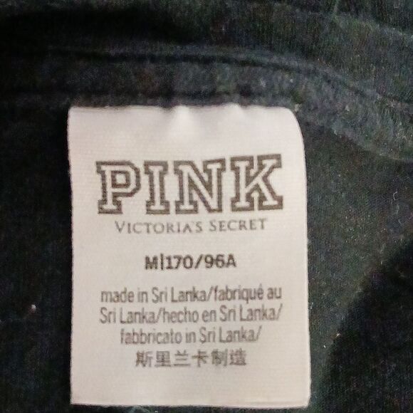 Pink Victoria's Secret black white long sleeve could shoulder t shirt Sz M - Picture 7 of 7